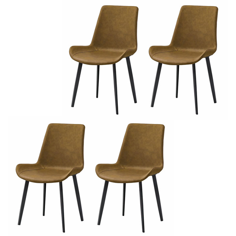 Modern Metal Dining Armless Chair PU Leather Dining Side Chair for Restaurant Use Brown 4 Piece Set Clearhalo ' kitchen&dining_furn' 'Dining Chairs' 'Dining Tables & Seating' 'dining_chair' 'furn' 'furn_dining_chair' 'Furniture' 'furniture_dining_chair' 'Kitchen & Dining Furniture' 'kitchen' 4331715
