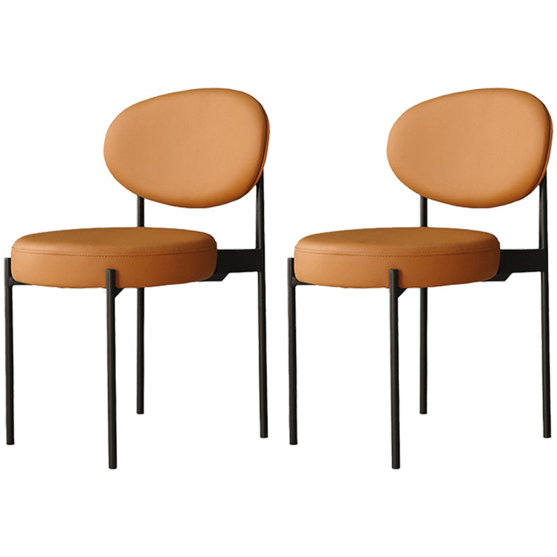 Modern Restaurant Open Back Side Chair PU Leather Dining Chair with Black Legs Ginger 2 Piece Set Clearhalo ' kitchen&dining_furn' 'Dining Chairs' 'Dining Tables & Seating' 'dining_chair' 'furn' 'furn_dining_chair' 'Furniture' 'furniture_dining_chair' 'Kitchen & Dining Furniture' 'kitchen' 4331814