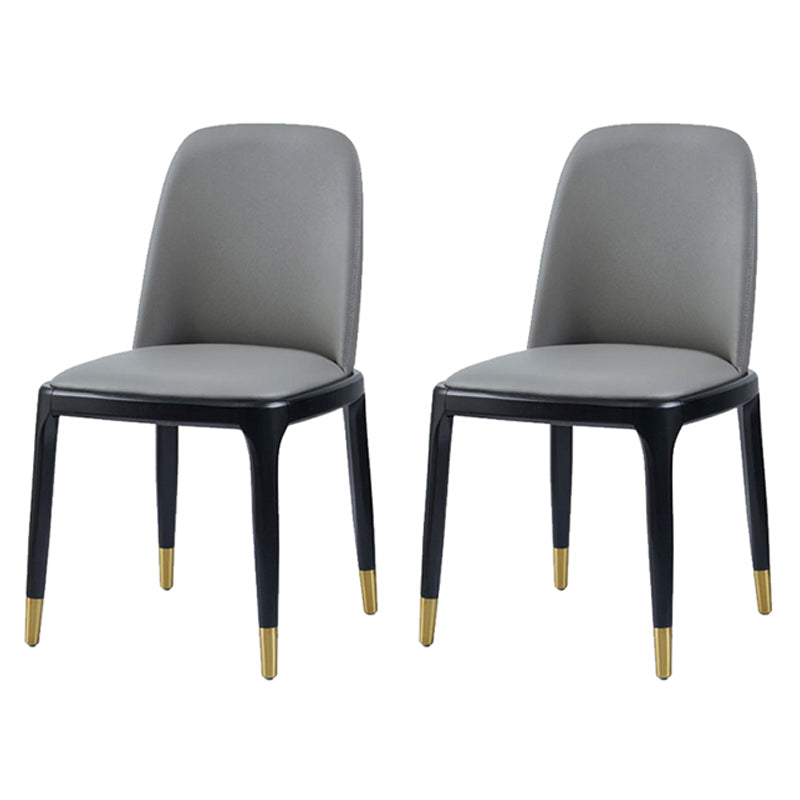 Industrial Leather Restaurant Side Chair Parsons Dining Chair with Walnut Legs 2 Piece Set Black Gold Clearhalo ' kitchen&dining_furn' 'Dining Chairs' 'Dining Tables & Seating' 'dining_chair' 'furn' 'furn_dining_chair' 'Furniture' 'furniture_dining_chair' 'Kitchen & Dining Furniture' 'kitchen' 4331829