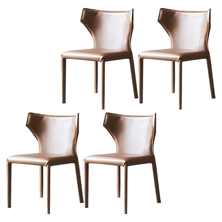 Contemporary Style Dining Chair Armless Metal Wingback Chair for Kitchen Brown 4 Piece Set Clearhalo ' kitchen&dining_furn' 'Dining Chairs' 'Dining Tables & Seating' 'dining_chair' 'furn' 'furn_dining_chair' 'Furniture' 'furniture_dining_chair' 'Kitchen & Dining Furniture' 'kitchen' 4331878