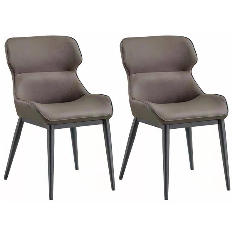 Indoor Industrial Arm Chair Wingback Metal Upholstered Dining Room Chair Brown Set of 2 Clearhalo ' kitchen&dining_furn' 'Dining Chairs' 'Dining Tables & Seating' 'dining_chair' 'Furniture' 'furniture_dining_chair' 'Kitchen & Dining Furniture' 'kitchen' 4331884