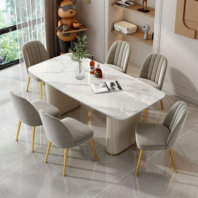 Luxury 1/2/5/6/7 Pieces Dining Set Sintered Stone Dining Furniture Set /Separate Items 7 Pieces: Table, 6 Chairs Clearhalo 'Dining Room Sets' 'Dining Tables & Seating' 'dining_room_set' 'furn' 'furn_dining_room_set' 'Furniture' 'furniture_dining_room_set' 'Kitchen & Dining Furniture' 'kitchen&dining_furn' 'kitchen' 4332443
