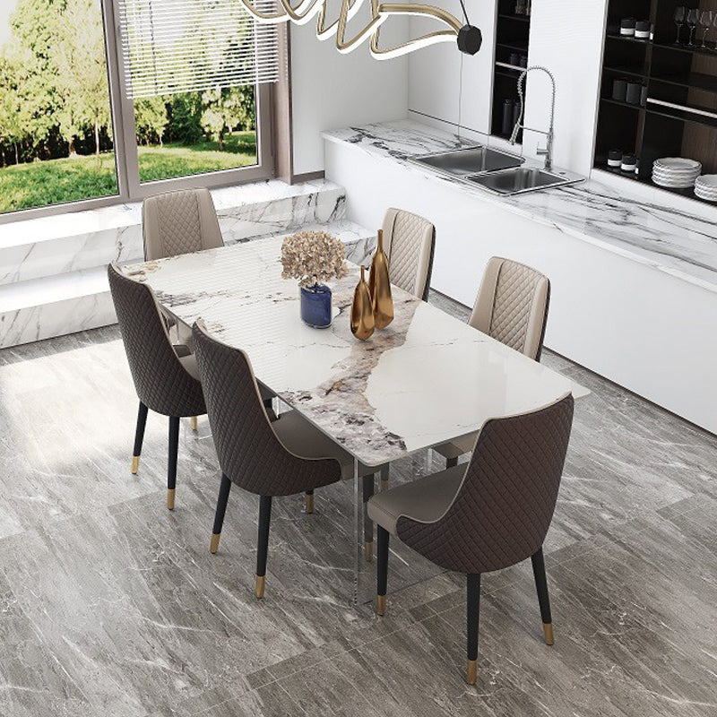 Modern 1/4/5/7 Pieces Dining Set Acrylic Dining Furniture Set /Separate Items 7 Pieces: Table, 6 Chairs Clearhalo 'Dining Room Sets' 'Dining Tables & Seating' 'dining_room_set' 'furn' 'furn_dining_room_set' 'Furniture' 'furniture_dining_room_set' 'Kitchen & Dining Furniture' 'kitchen&dining_furn' 'kitchen' 4332500