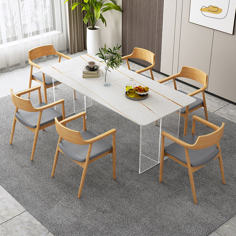 Modern 1/2/5/7 Pieces Dining Set Sintered Stone Dining Furniture Set /Separate Items 7 Pieces: White Table, 6 Chairs Clearhalo 'Dining Room Sets' 'Dining Tables & Seating' 'dining_room_set' 'furn' 'furn_dining_room_set' 'Furniture' 'furniture_dining_room_set' 'Kitchen & Dining Furniture' 'kitchen&dining_furn' 'kitchen' 4332623