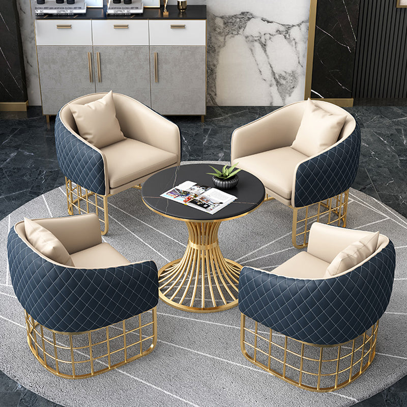 Glam 1/5 Pieces Leather Dining Set Dining Furniture Set /Separate Items 5 Pieces: Table, 4 Blue Chairs Clearhalo 'Dining Room Sets' 'Dining Tables & Seating' 'dining_room_set' 'furn' 'furn_dining_room_set' 'Furniture' 'furniture_dining_room_set' 'Kitchen & Dining Furniture' 'kitchen&dining_furn' 'kitchen' 4332643