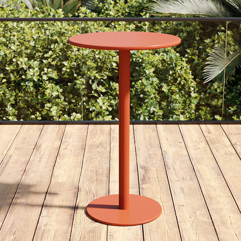 Modern Round Bar Dining Table Indoor Iron Bar Height Table 42-Inch Top Orange Without Chairs Clearhalo 'Bar Furniture' 'Bar Tables' 'bar_tables' 'furn' 'furn_bar_tables' 'Furniture' 'furniture_bar_tables' 'Kitchen & Dining Furniture' 'kitchen&dining_furn' 'kitchen' 4335465