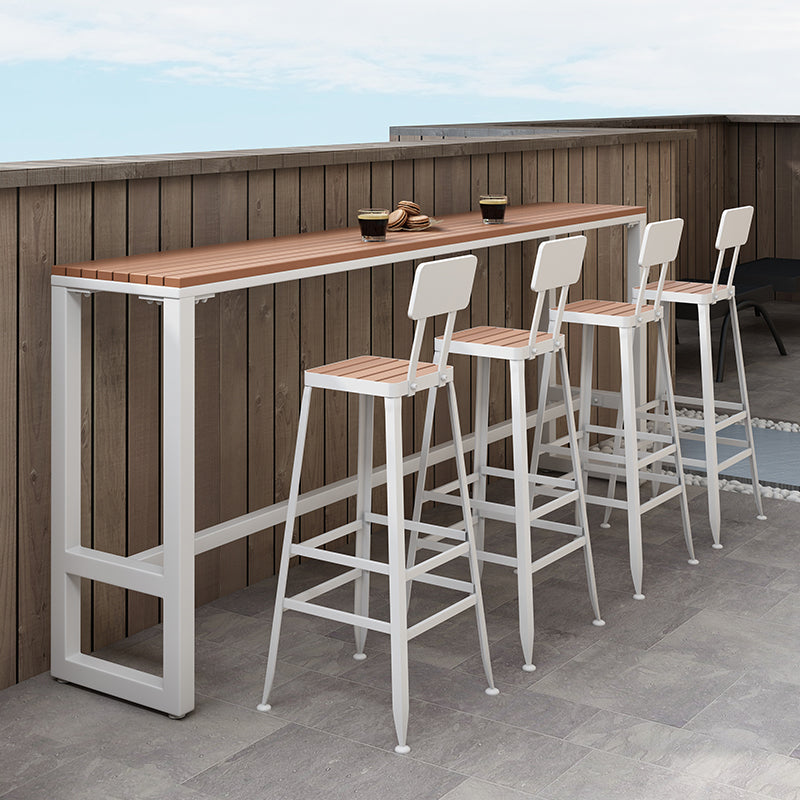 Rectangle Wood Trestle Bar Wine Table Modern Outdoor Footrest Pub/Bar Table White Without Chairs Clearhalo 'Bar Furniture' 'Bar Tables' 'bar_tables' 'furn' 'furn_bar_tables' 'Furniture' 'furniture_bar_tables' 'Kitchen & Dining Furniture' 'kitchen&dining_furn' 'kitchen' 4335473