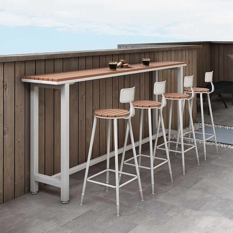 Balcony Rectangle Modern Pub Bar Table Footrest Trestle Wood Bar/Dinette Table 78.7"L x 17.7"W x 41.3"H White Without Chairs Clearhalo 'Bar Furniture' 'Bar Tables' 'bar_tables' 'furn' 'furn_bar_tables' 'Furniture' 'furniture_bar_tables' 'Kitchen & Dining Furniture' 4335624