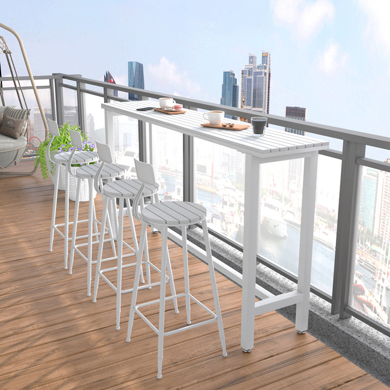 Cafe Footrest Bar Height Table Modern Wood Fixed Table Bistro Bar Table 94.5"L x 15.7"W x 41.3"H White Without Chairs Clearhalo 'Bar Furniture' 'Bar Tables' 'bar_tables' 'furn' 'furn_bar_tables' 'Furniture' 'furniture_bar_tables' 'Kitchen & Dining Furniture' 'kitchen&dining_furn' 'kitchen' 4335932