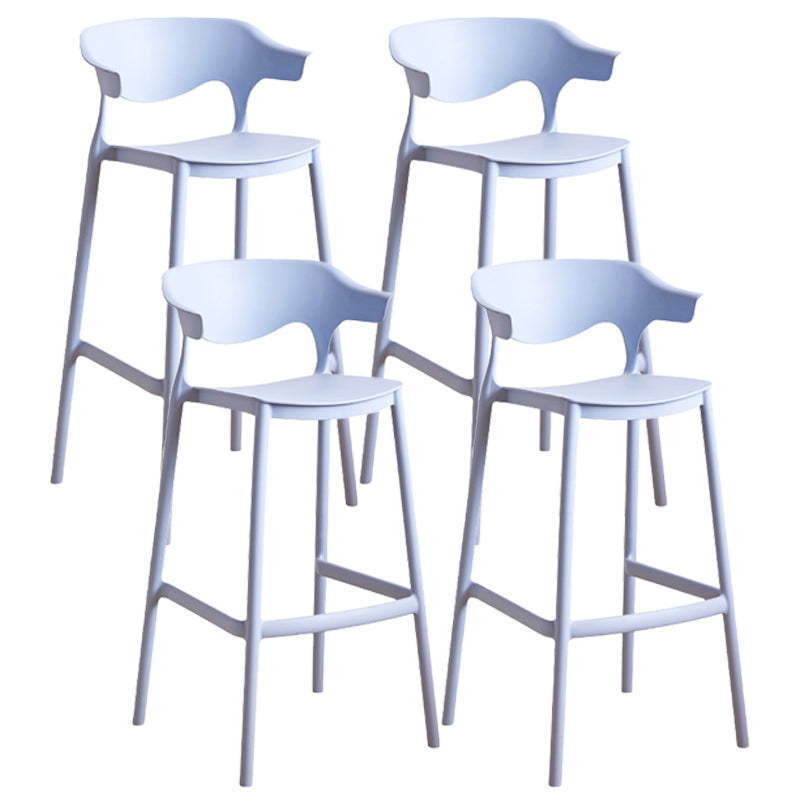 Stackable Plastic Indoor Counter Stools Low Back Scandinavian Bar Stools with Footrest Blue 4 Piece Set Bar Stool(30"H) Clearhalo 'Bar Furniture' 'Bar Stools' 'bar_stools' 'furn' 'furn_bar_stools' 'furniture_bar_stools' 'Kitchen & Dining Furniture' 'kitchen&dining_furn' 'kitchen' 'kitchen_furn' Furniture' 4339798