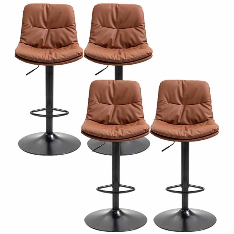 Nordic Indoor Barstool Iron Adjustable Swivel Tall Stool with Leather Seat Coffee Black 4 Piece Set Clearhalo 'Bar Furniture' 'Bar Stools' 'bar_stools' 'furn' 'furn_bar_stools' 'furniture_bar_stools' 'Kitchen & Dining Furniture' 'kitchen&dining_furn' 'kitchen' 'kitchen_furn' Furniture' 4339862