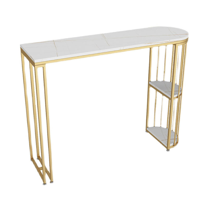 Glam Style Storage Bar Table Gold Frame 42 Inch Height Table for Restaurant White-Gold Without Chairs Clearhalo 'Bar Furniture' 'Bar Tables' 'bar_tables' 'furn' 'furn_bar_tables' 'Furniture' 'furniture_bar_tables' 'Kitchen & Dining Furniture' 'kitchen&dining_furn' 'kitchen' 4342437