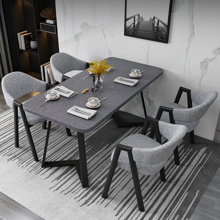 Metal Industrial Rectangle Dining Table Grey Wood Top Table with Sled Base 70.9"L x 31.5"W x 29.5"H Without Chairs Clearhalo ' dining_table' 'Dining Tables & Seating' 'Dining Tables' 'furn' 'furn_dining_table' 'Furniture' 'furniture_dining_table' 'Kitchen & Dining Furniture' 'kitchen&dining_furn' 'kitchen' 'kitchen_dining_table' 4342854