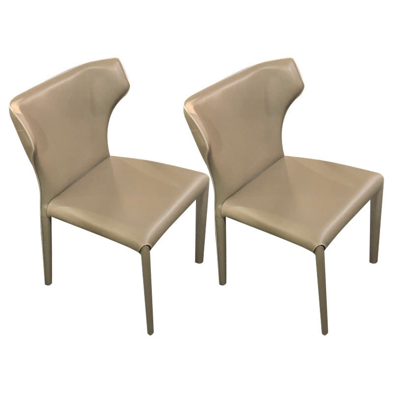 Contemporary Style Dining Chair Kitchen Armless Side Chair with Metal Legs (Set of 2) Light Gray Clearhalo ' kitchen&dining_furn' 'Dining Chairs' 'Dining Tables & Seating' 'dining_chair' 'furn' 'furn_dining_chair' 'Furniture' 'furniture_dining_chair' 'Kitchen & Dining Furniture' 'kitchen' 4343549