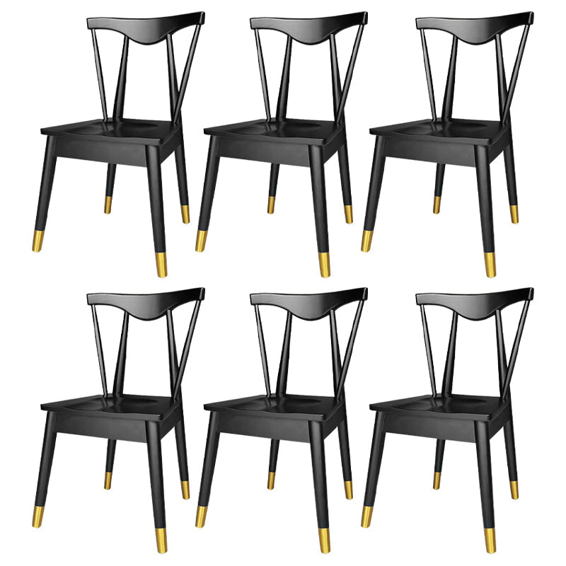Wood Scandinavian Style Dining Side Chair Armless Home Dining Side Chair Black-Gold 6 Piece Set Clearhalo ' kitchen&dining_furn' 'Dining Chairs' 'Dining Tables & Seating' 'dining_chair' 'furn' 'furn_dining_chair' 'Furniture' 'furniture_dining_chair' 'Kitchen & Dining Furniture' 'kitchen' 4343574