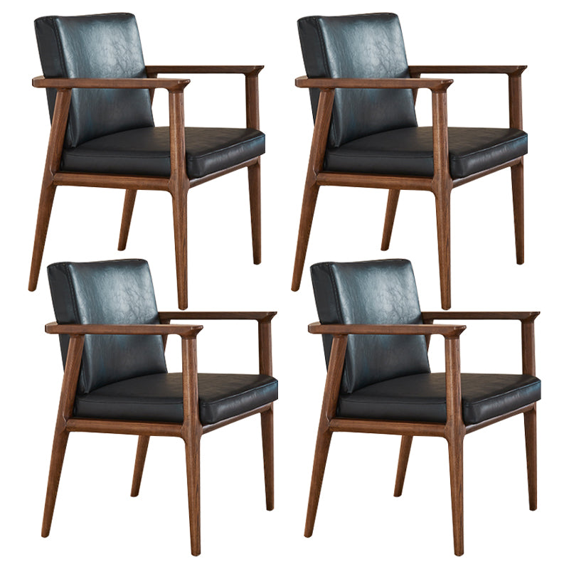 Traditional Solid Back Dining Armchair Upholstered Arm Chairs with Wood Legs Matte Black 4 Piece Set Clearhalo ' kitchen&dining_furn' 'Dining Chairs' 'Dining Tables & Seating' 'dining_chair' 'furn' 'furn_dining_chair' 'Furniture' 'furniture_dining_chair' 'Kitchen & Dining Furniture' 'kitchen' 4343812