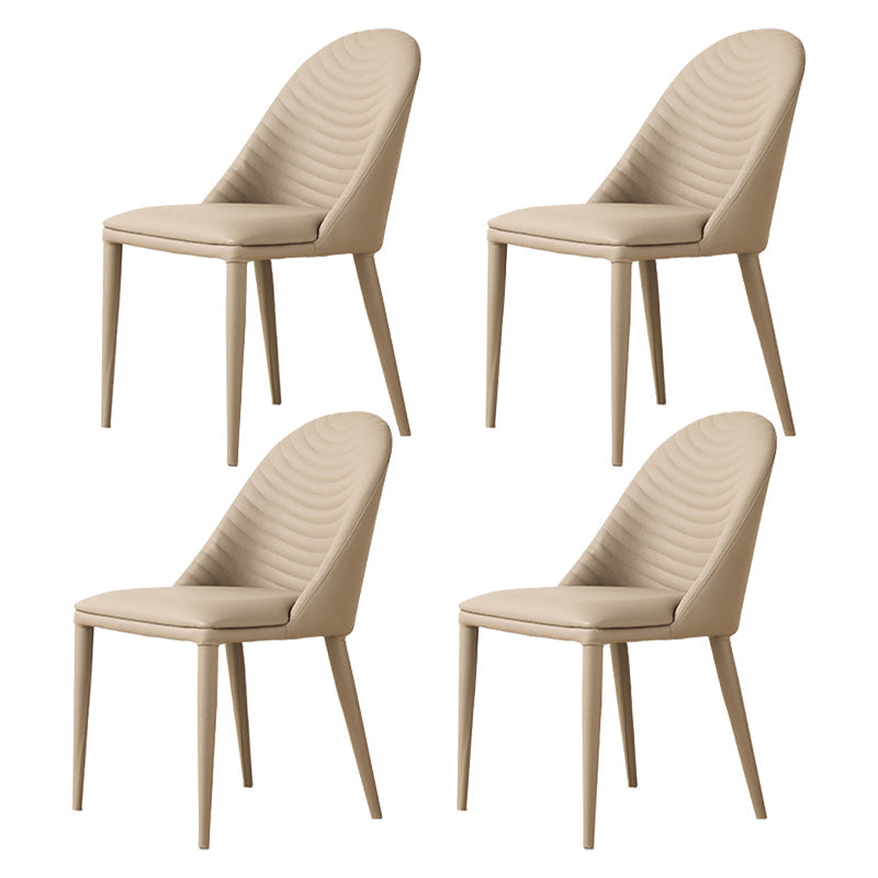 Contemporary Style Metal Dining Chair Parsons Armless Dining Side Chairs for Kitchen Beige 4 Piece Set Clearhalo ' kitchen&dining_furn' 'Dining Chairs' 'Dining Tables & Seating' 'dining_chair' 'furn' 'furn_dining_chair' 'Furniture' 'furniture_dining_chair' 'Kitchen & Dining Furniture' 'kitchen' 4344101