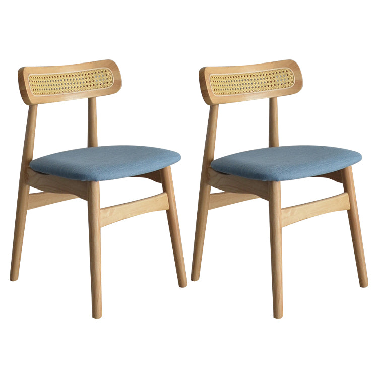 Upholstered Armless Dining Chairs Rattan Side Chairs with Wood Legs (Set of 2) Light Blue 2 Piece Set Clearhalo ' kitchen&dining_furn' 'Dining Chairs' 'Dining Tables & Seating' 'dining_chair' 'furn' 'furn_dining_chair' 'Furniture' 'furniture_dining_chair' 'Kitchen & Dining Furniture' 'kitchen' 4344127