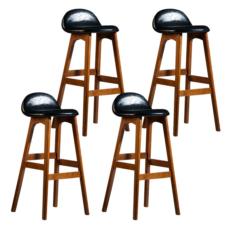 Contemporary 29-inch Indoor Bar Stool Wood Armless Low Back Stool with Footrest Black Brown 4 Piece Set Clearhalo 'Bar Furniture' 'Bar Stools' 'bar_stools' 'furn' 'furn_bar_stools' 'furniture_bar_stools' 'Kitchen & Dining Furniture' 'kitchen&dining_furn' 'kitchen' 'kitchen_furn' Furniture' 4344475