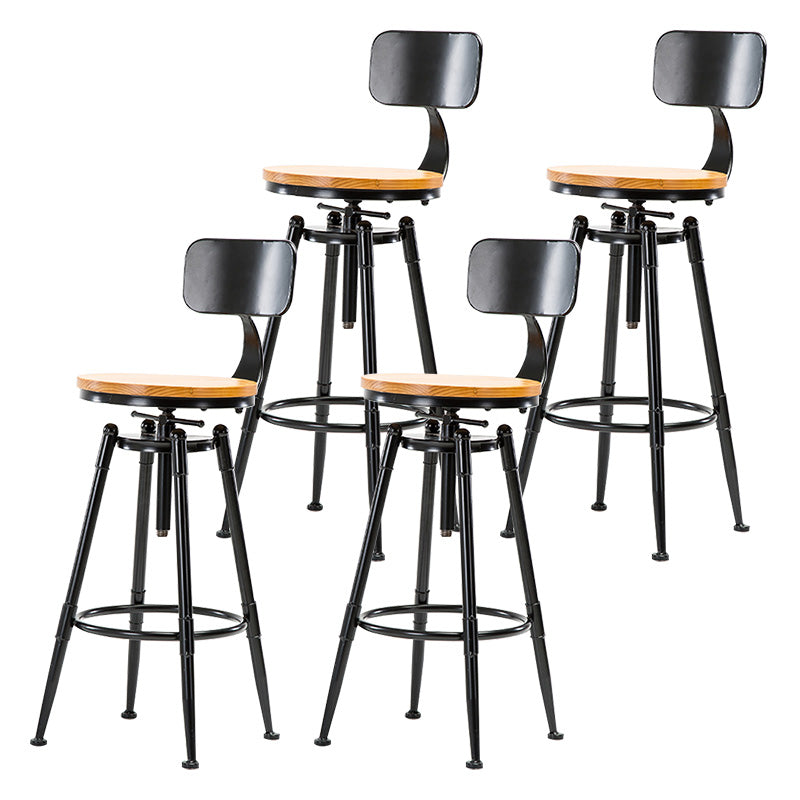 Coffee Shop Footrest Bar Stool Wood Counter-height Stool with Iron Legs With Back 4 Piece Set Clearhalo 'Bar Furniture' 'Bar Stools' 'bar_stools' 'furn' 'furn_bar_stools' 'furniture_bar_stools' 'Kitchen & Dining Furniture' 'kitchen&dining_furn' 'kitchen' 'kitchen_furn' Furniture' 4344597
