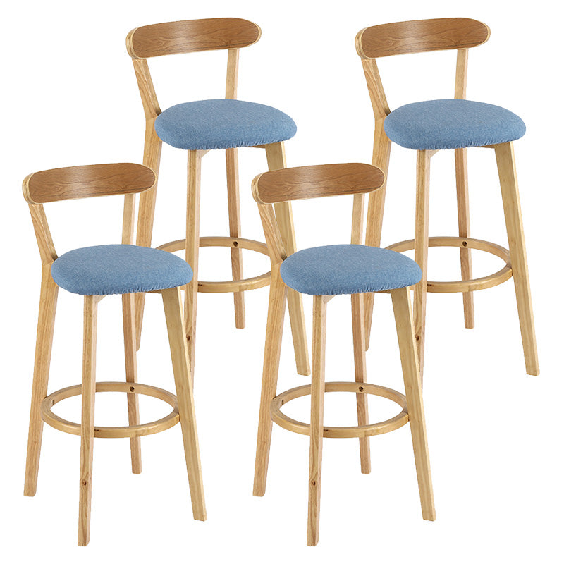 Modern Scandinavian 27.95 Bar Stool Round Seat Indoor Stool with Wood base Dark Blue-Light Blue 4 Piece Set Clearhalo 'Bar Furniture' 'Bar Stools' 'bar_stools' 'furn' 'furn_bar_stools' 'furniture_bar_stools' 'Kitchen & Dining Furniture' 'kitchen&dining_furn' 'kitchen' 'kitchen_furn' Furniture' 4344649