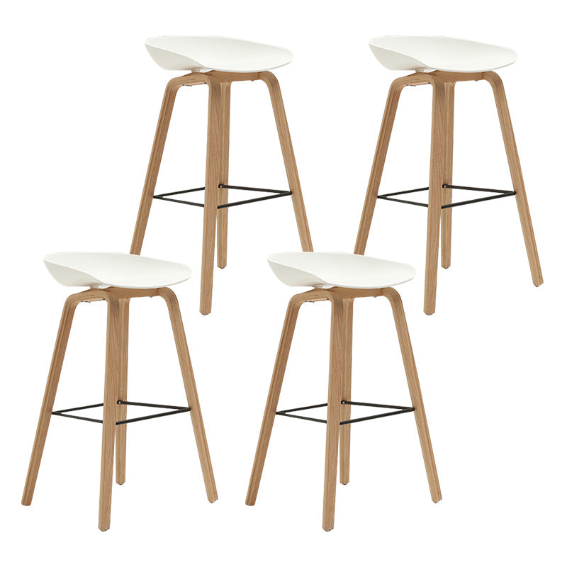 Modern Beech Bar Stool Backrest Bucket Counter Height Stool with Plastic Seat Natural White 4 Piece Set Clearhalo 'Bar Furniture' 'Bar Stools' 'bar_stools' 'furn' 'furn_bar_stools' 'furniture_bar_stools' 'Kitchen & Dining Furniture' 'kitchen&dining_furn' 'kitchen' 'kitchen_furn' Furniture' 4344887