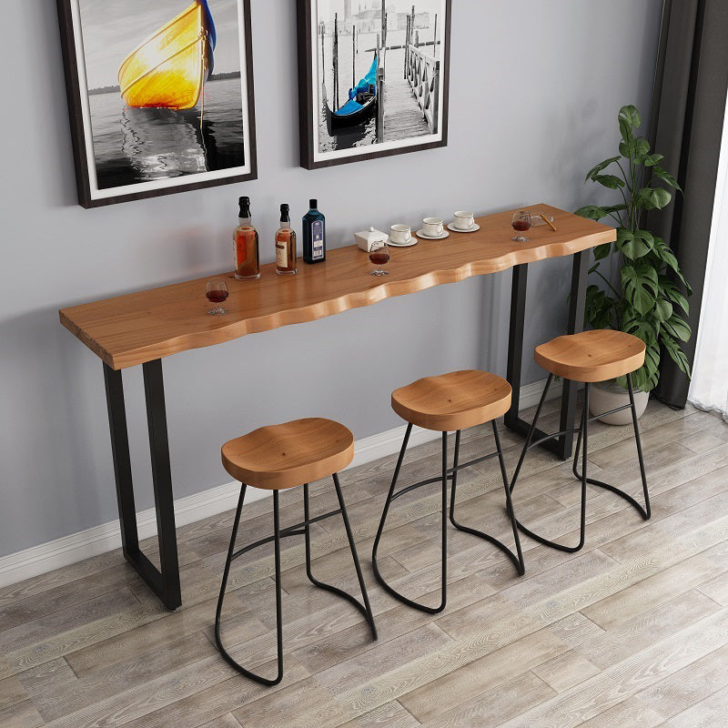 Solid Wood Brown Bar Height Pub Table Sled Modern Bar Height Cocktail Table 94.5"L x 17.7"W x 41.3"H Without Chairs Clearhalo 'Bar Furniture' 'Bar Tables' 'bar_tables' 'furn' 'furn_bar_tables' 'Furniture' 'furniture_bar_tables' 'Kitchen & Dining Furniture' 'kitchen&dining_furn' 'kitchen' 4345124