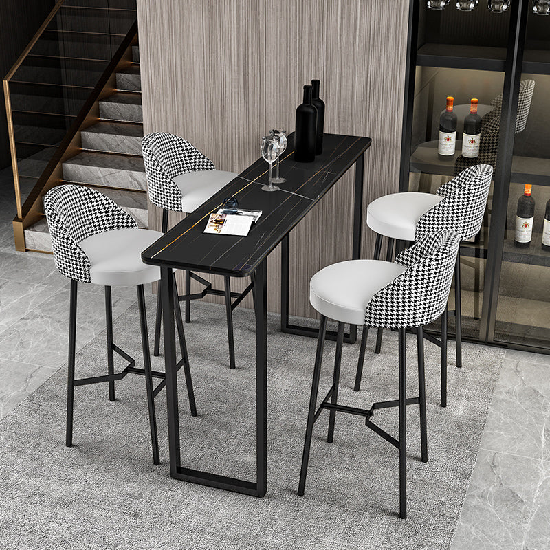 Sled Rectangle Stone Bar Stool Table Modern Indoor Fixed Table Patio Bar Table 70.9"L x 15.7"W x 41.3"H Black Without Chairs Clearhalo 'Bar Furniture' 'Bar Tables' 'bar_tables' 'furn' 'furn_bar_tables' 'Furniture' 'furniture_bar_tables' 'Kitchen & Dining Furniture' 'kitchen&dining_furn' 'kitchen' 4345380