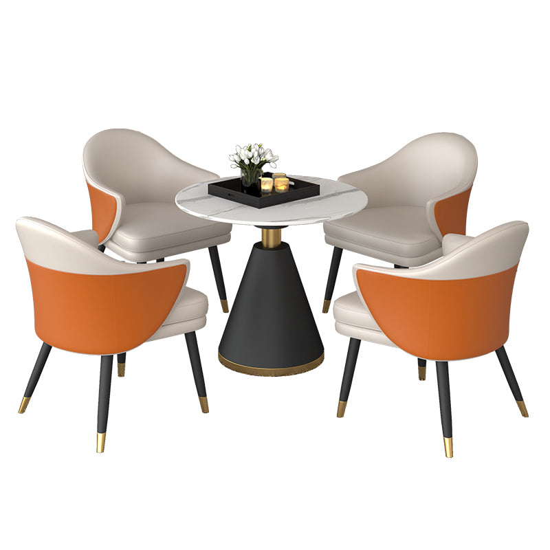 Modern Sintered Stone Dining Room Set 1/2/5 Pieces Dining Furniture Set /Separate Items 5 Pieces: Table, 4 Orange Chairs Clearhalo 'Dining Room Sets' 'Dining Tables & Seating' 'dining_room_set' 'furn' 'furn_dining_room_set' 'Furniture' 'furniture_dining_room_set' 'Kitchen & Dining Furniture' 'kitchen&dining_furn' 'kitchen' 4346618