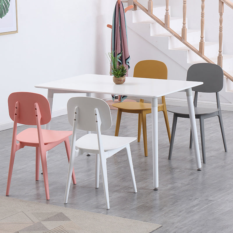 Industrial Style Dining Table 4 Legs Dining Table with Solid Wood Base for Home Use Rectangle White 63"L x 35.4"W x 29.5"H Clearhalo ' dining_table' 'Dining Tables & Seating' 'Dining Tables' 'furn' 'furn_dining_table' 'Furniture' 'furniture_dining_table' 'Kitchen & Dining Furniture' 'kitchen&dining_furn' 'kitchen' 'kitchen_dining_table' 4353271