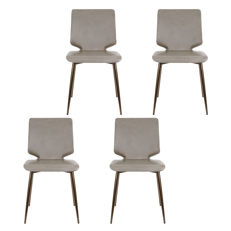 Contemporary Style Leather Dining Chairs Armless Solid Back Chair for Kitchen Grey 4 Piece Set Clearhalo ' kitchen&dining_furn' 'Dining Chairs' 'Dining Tables & Seating' 'dining_chair' 'furn' 'furn_dining_chair' 'Furniture' 'furniture_dining_chair' 'Kitchen & Dining Furniture' 'kitchen' 4353814