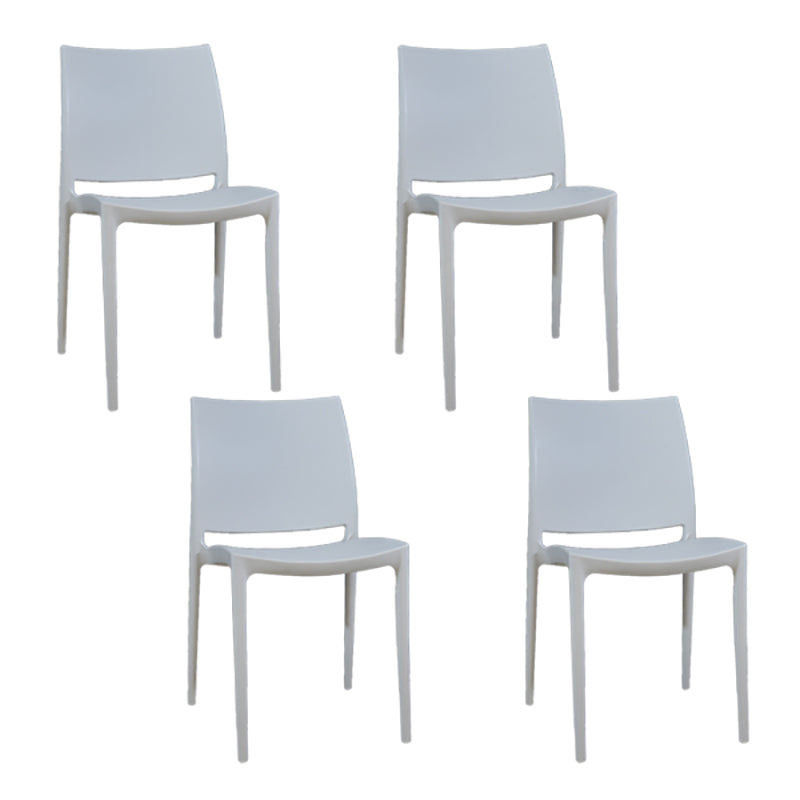 Scandinavian Armless Open Back Dining Side Chair Plastic Dining Side Chairs White 4 Piece Set Clearhalo ' kitchen&dining_furn' 'Dining Chairs' 'Dining Tables & Seating' 'dining_chair' 'furn' 'furn_dining_chair' 'Furniture' 'furniture_dining_chair' 'Kitchen & Dining Furniture' 'kitchen' 4353840