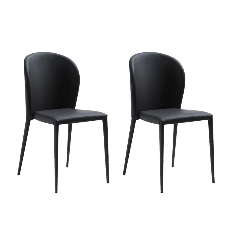 Minimalist Style Armless Solid Back Side Chairs Leather Dining Chairs for Home Matte Black 2 Piece Set Clearhalo ' kitchen&dining_furn' 'Dining Chairs' 'Dining Tables & Seating' 'dining_chair' 'furn' 'furn_dining_chair' 'Furniture' 'furniture_dining_chair' 'Kitchen & Dining Furniture' 'kitchen' 4353856