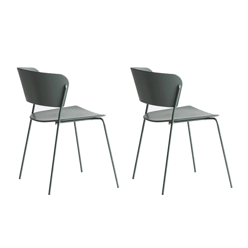 Industrial Design Open Back Dining Side Chair Stacking Plastic Dining Chair Green 2 Piece Set Clearhalo ' kitchen&dining_furn' 'Dining Chairs' 'Dining Tables & Seating' 'dining_chair' 'furn' 'furn_dining_chair' 'Furniture' 'furniture_dining_chair' 'Kitchen & Dining Furniture' 'kitchen' 4353870