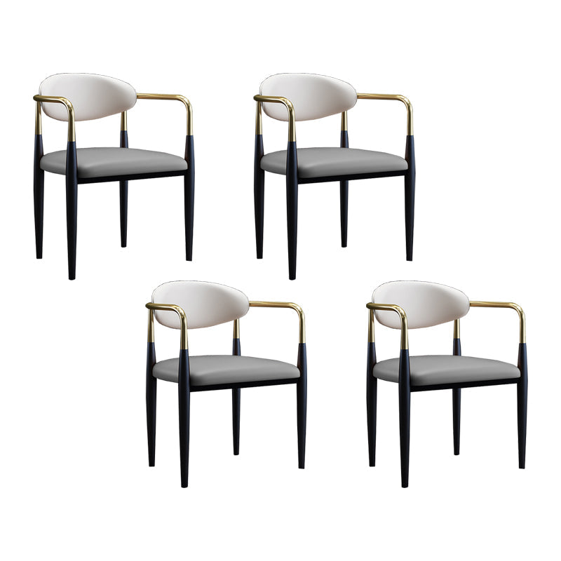 Industrial Design Open Back Dining Side Chair Leather Dining Chairs for Home Grey 4 Piece Set Clearhalo ' kitchen&dining_furn' 'Dining Chairs' 'Dining Tables & Seating' 'dining_chair' 'furn' 'furn_dining_chair' 'Furniture' 'furniture_dining_chair' 'Kitchen & Dining Furniture' 'kitchen' 4353896