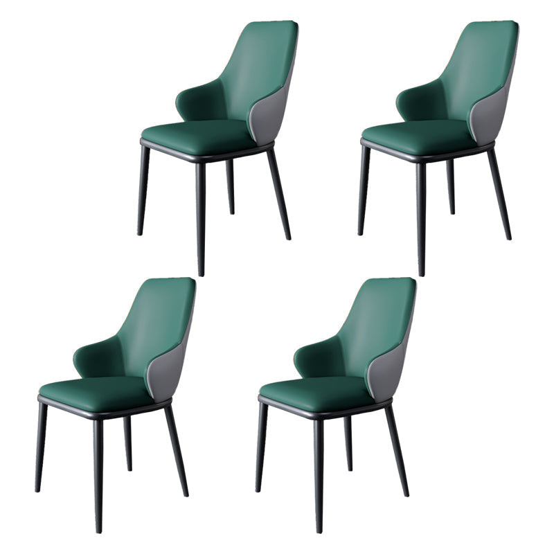 Industrial Design Arm Solid Back Dining Chairs Leather Dining Chairs for Kitchen Blackish Green 4 Piece Set Clearhalo ' kitchen&dining_furn' 'Dining Chairs' 'Dining Tables & Seating' 'dining_chair' 'furn' 'furn_dining_chair' 'Furniture' 'furniture_dining_chair' 'Kitchen & Dining Furniture' 'kitchen' 4353984
