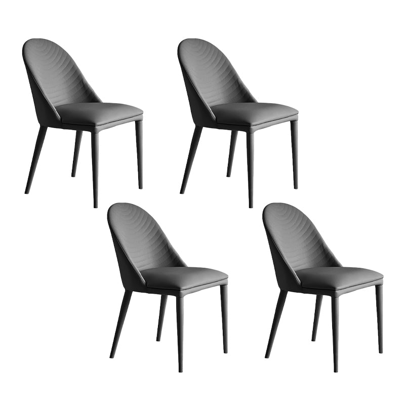 Contemporary Leather Dining Chairs Armless Solid Back Dining Chair for Kitchen Dark Gray 4 Piece Set Clearhalo ' kitchen&dining_furn' 'Dining Chairs' 'Dining Tables & Seating' 'dining_chair' 'furn' 'furn_dining_chair' 'Furniture' 'furniture_dining_chair' 'Kitchen & Dining Furniture' 'kitchen' 4354120