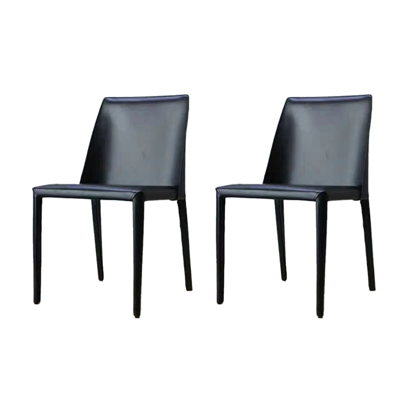 Designer Style Restaurant Parsons Chair Leather Matte Finish Dining Chair Black 2 Piece Set Clearhalo ' kitchen&dining_furn' 'Dining Chairs' 'Dining Tables & Seating' 'dining_chair' 'furn' 'furn_dining_chair' 'Furniture' 'furniture_dining_chair' 'Kitchen & Dining Furniture' 'kitchen' 4354234