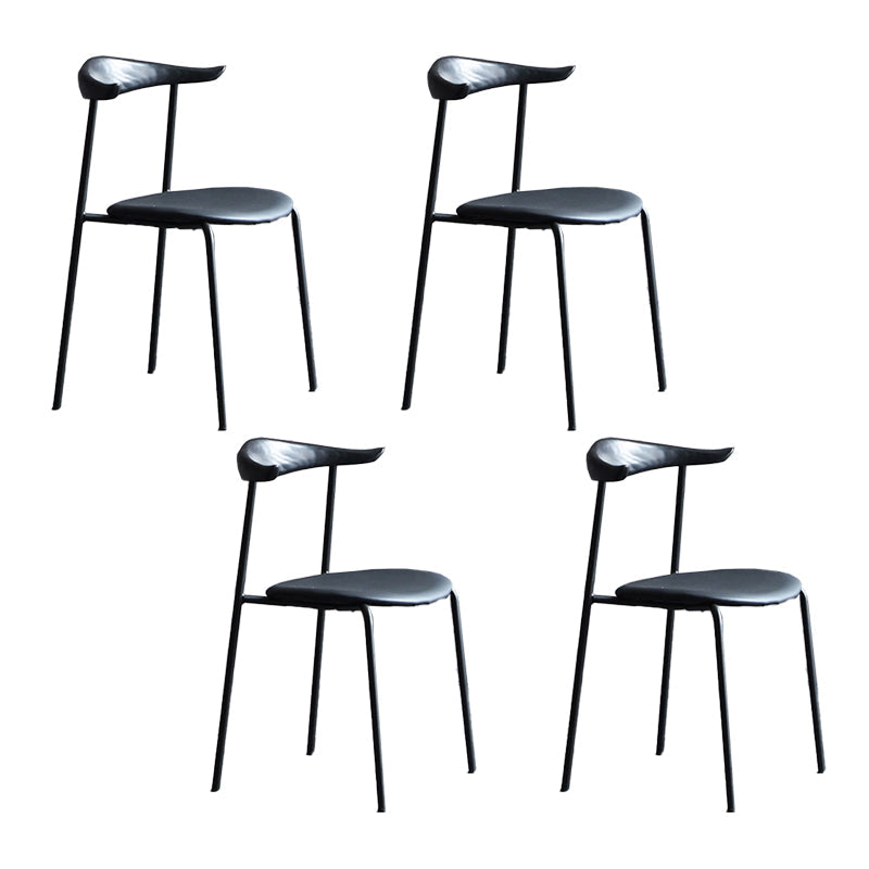 Modern Style Dining Chairs Armless Open Back Side Chairs with Metal Legs for Kitchen Black 4 Piece Set Clearhalo ' kitchen&dining_furn' 'Dining Chairs' 'Dining Tables & Seating' 'dining_chair' 'furn' 'furn_dining_chair' 'Furniture' 'furniture_dining_chair' 'Kitchen & Dining Furniture' 'kitchen' 4354288