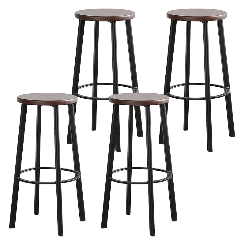 Modern Minimalist Bar And Counter Stool Wrought Iron Solid Wood Cafe Bar Stool,Set of 4 Walnut 4 Piece Set Clearhalo 'Bar Furniture' 'Bar Stools' 'bar_stools' 'furn' 'furn_bar_stools' 'furniture_bar_stools' 'Kitchen & Dining Furniture' 'kitchen&dining_furn' 'kitchen' 'kitchen_furn' Furniture' 4354346