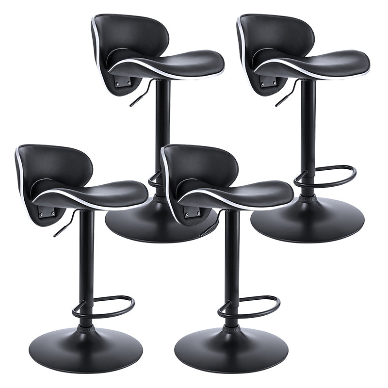 Adjustable Modern Counter Bar Stool Backrest Leather Bar Stool with Swivel in Black 4 Piece Set Clearhalo 'Bar Furniture' 'Bar Stools' 'bar_stools' 'furn' 'furn_bar_stools' 'furniture_bar_stools' 'Kitchen & Dining Furniture' 'kitchen&dining_furn' 'kitchen' 'kitchen_furn' Furniture' 4354355