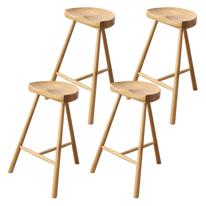 Contemporary Counter Bar Stool Backless Light Wood Bar Stool with Footrest 4 Piece Set Counter Stool(26"H) Clearhalo 'Bar Furniture' 'Bar Stools' 'bar_stools' 'furn' 'furn_bar_stools' 'furniture_bar_stools' 'Kitchen & Dining Furniture' 'kitchen&dining_furn' 'kitchen' 'kitchen_furn' Furniture' 4354373