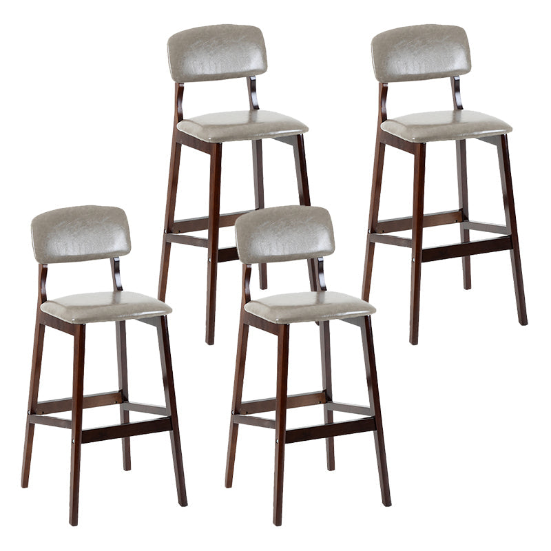 Contemporary Counter Bar Stool Backrest Espresso Wood Bar Stool with Footrest Light Gray 4 Piece Set Clearhalo 'Bar Furniture' 'Bar Stools' 'bar_stools' 'furn' 'furn_bar_stools' 'furniture_bar_stools' 'Kitchen & Dining Furniture' 'kitchen&dining_furn' 'kitchen' 'kitchen_furn' Furniture' 4354432