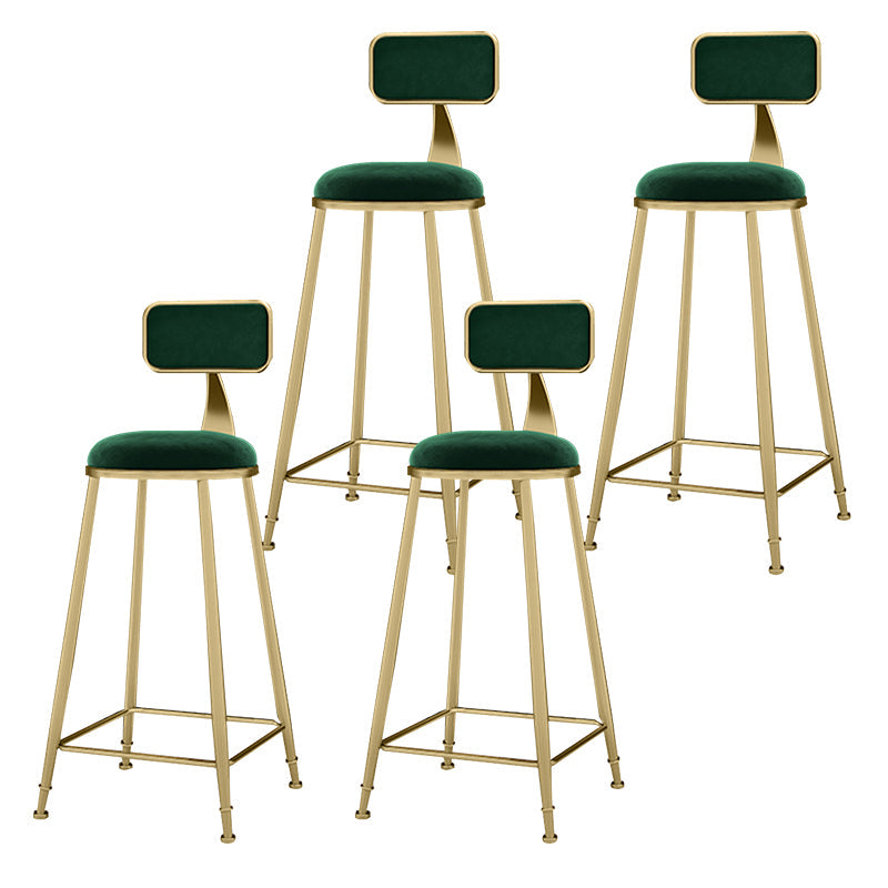 Glam Metal Upholstered Barstool Indoor Bar Stool With Cushion and Iron Legs Green 4 Piece Set Clearhalo 'Bar Furniture' 'Bar Stools' 'bar_stools' 'furn' 'furn_bar_stools' 'furniture_bar_stools' 'Kitchen & Dining Furniture' 'kitchen&dining_furn' 'kitchen' 'kitchen_furn' Furniture' 4354681