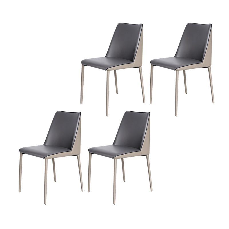 Contemporary Solid Back Armless Chairs Leather Dining Chairs for Kitchen Grey 4 Piece Set Clearhalo ' kitchen&dining_furn' 'Dining Chairs' 'Dining Tables & Seating' 'dining_chair' 'furn' 'furn_dining_chair' 'Furniture' 'furniture_dining_chair' 'Kitchen & Dining Furniture' 'kitchen' 4369713