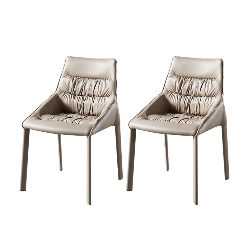 Contemporary Leather Dining Side Chairs Arm Solid Back Chair for Home Use Khaki 2 Piece Set Clearhalo ' kitchen&dining_furn' 'Dining Chairs' 'Dining Tables & Seating' 'dining_chair' 'furn' 'furn_dining_chair' 'Furniture' 'furniture_dining_chair' 'Kitchen & Dining Furniture' 'kitchen' 4369724