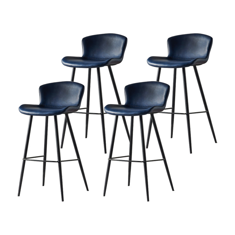 Modern Style Bar Stool Metal Base Barstools with Faux Leather Seat for Kitchen Navy Blue 4 Piece Set Clearhalo 'Bar Furniture' 'Bar Stools' 'bar_stools' 'furn' 'furn_bar_stools' 'furniture_bar_stools' 'Kitchen & Dining Furniture' 'kitchen&dining_furn' 'kitchen' 'kitchen_furn' Furniture' 4371672