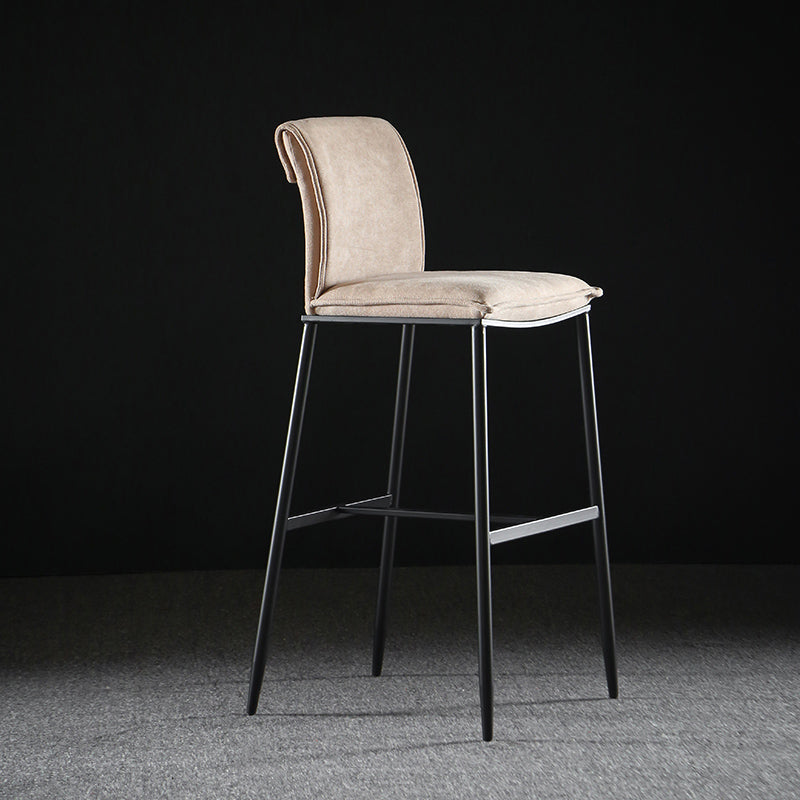 Upholstered Modern Counter Bar Stool Armless Backrest Bar Stool with Metal Base Khaki Clearhalo 'Bar Furniture' 'Bar Stools' 'bar_stools' 'furn' 'furn_bar_stools' 'furniture_bar_stools' 'Kitchen & Dining Furniture' 'kitchen&dining_furn' 'kitchen' 'kitchen_furn' Furniture' 4371682