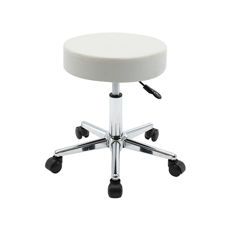 Adjustable Modern Counter Bar Stool Armless Leather Backless Bar Stool with Metal Base White Counter Stool (24"H) Clearhalo 'Bar Furniture' 'Bar Stools' 'bar_stools' 'furn' 'furn_bar_stools' 'furniture_bar_stools' 'Kitchen & Dining Furniture' 'kitchen&dining_furn' 'kitchen' 'kitchen_furn' Furniture' 4371706
