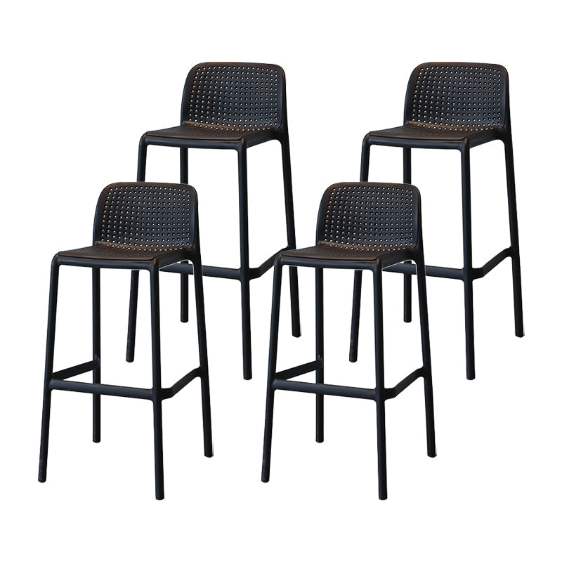 Modern Armless Backrest Counter Stool Plastic Cafe Bar Stool with Plastic Seat Black 4 Piece Set Bar Stool(30"H) Clearhalo 'Bar Furniture' 'Bar Stools' 'bar_stools' 'furn' 'furn_bar_stools' 'furniture_bar_stools' 'Kitchen & Dining Furniture' 'kitchen&dining_furn' 'kitchen' 'kitchen_furn' Furniture' 4371762
